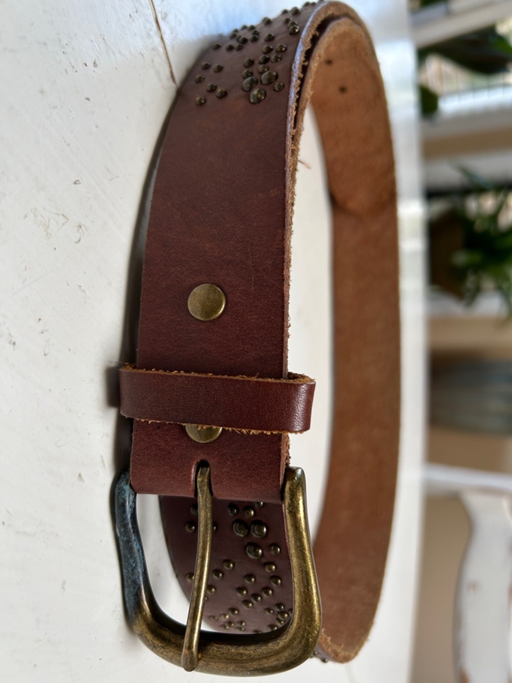 Brown Studded Leather Belt